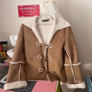 Gabby & Friends Suede + fur-lined jacket